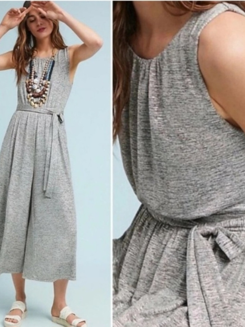 Anthropologie Meadow Rue Alchemost Jumpsuit, Metallic Silver, Xs